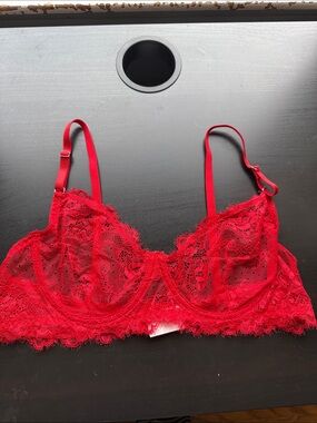 Red Lace Unlined Underwire Bralette - Women’s Intimates